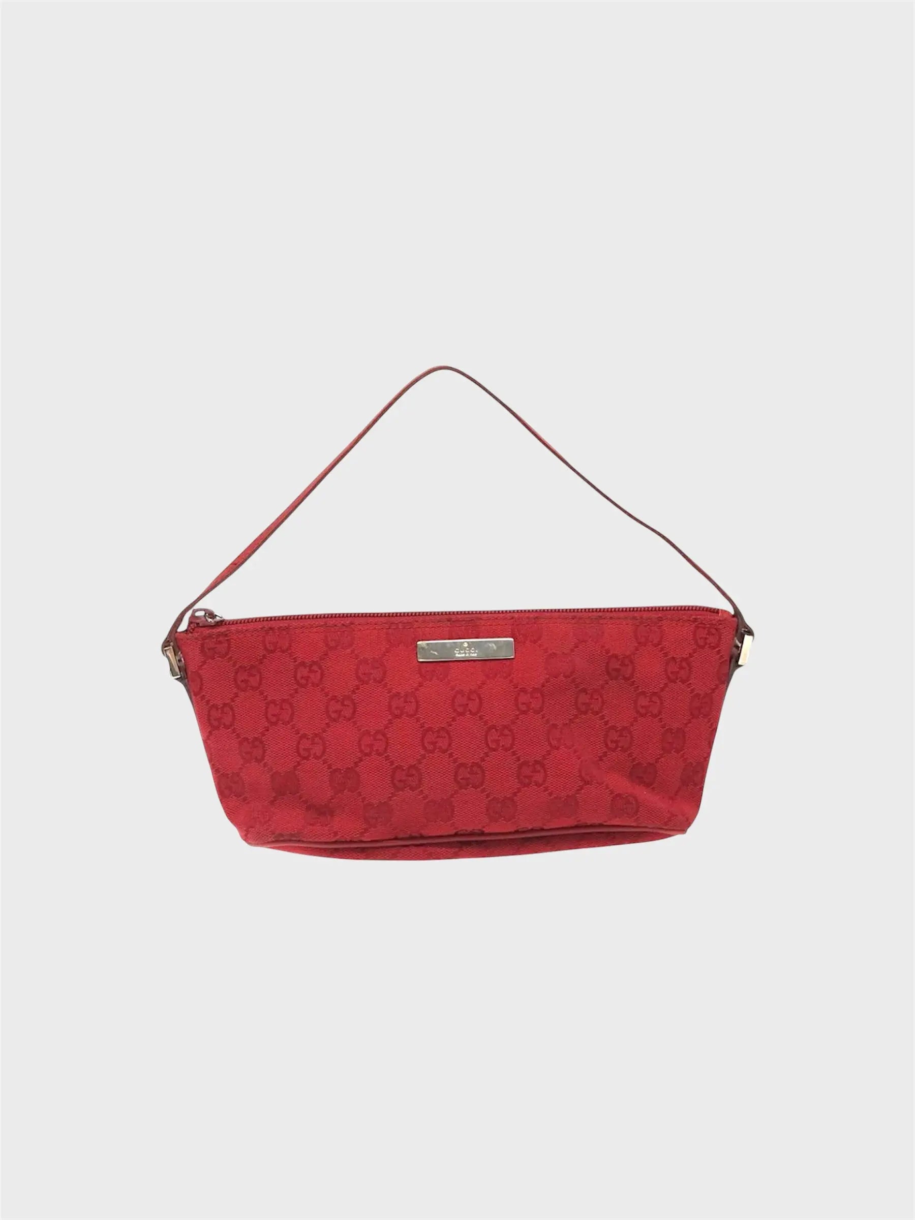 Gucci GG Red Monogram Canvas Boat Pochette image 0