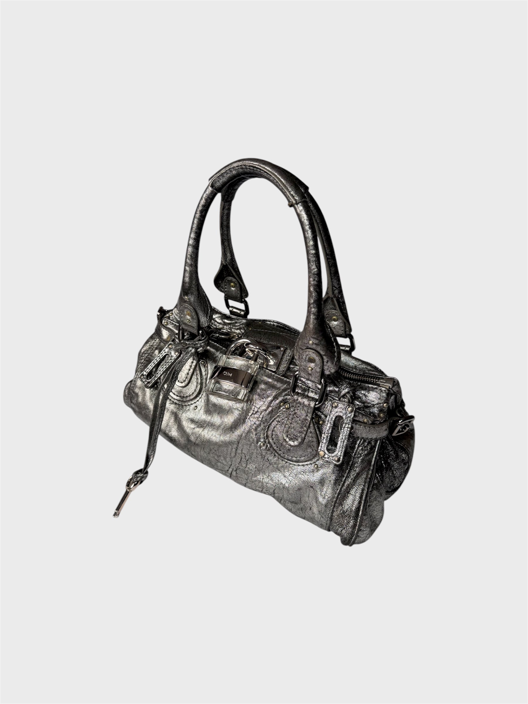 Chloe Paddington Metallic Silver Leather Bag image 1