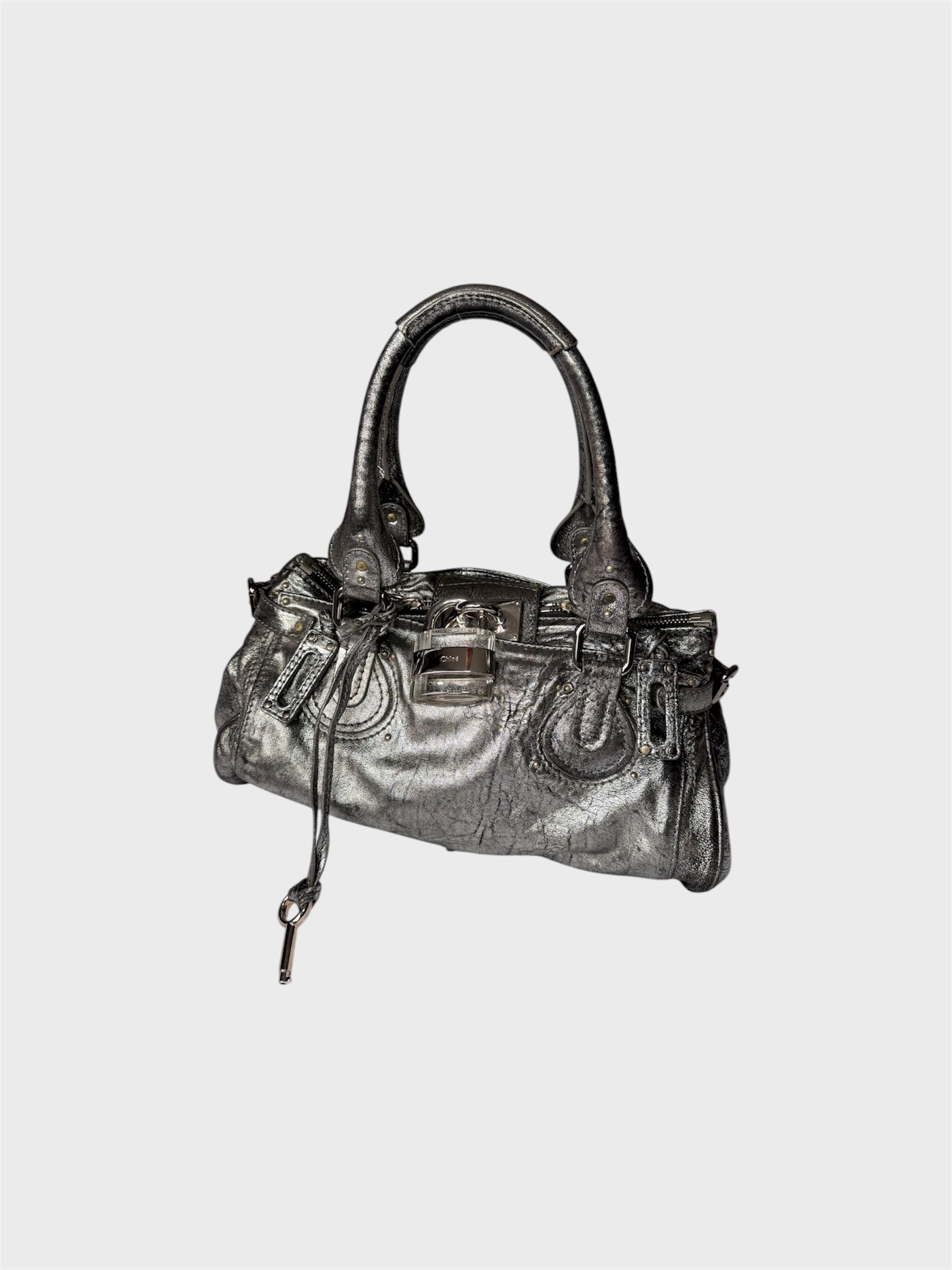 Chloe Paddington Metallic Silver Leather Bag image 0